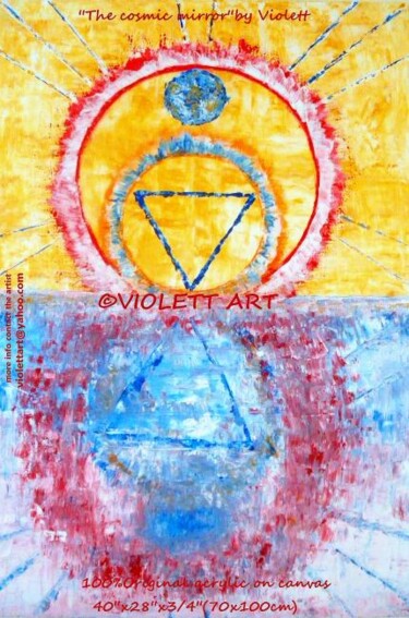 Painting titled "COSMIC MIRROR by vi…" by Violett Art, Original Artwork, Oil