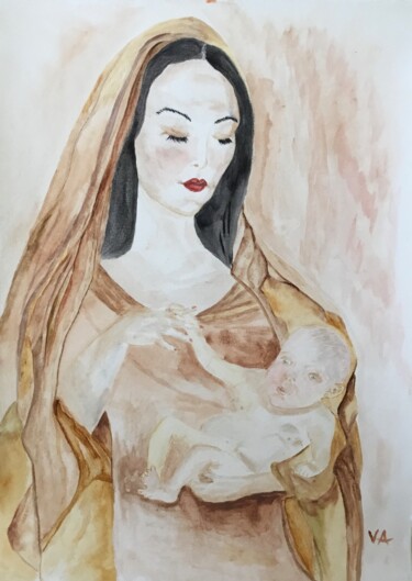 Pittura intitolato "Tendresse" da Violetta André, Opera d'arte originale, Acquarello