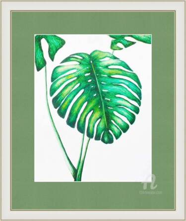 Painting titled "Monstera" by Violetta Golden, Original Artwork, Watercolor