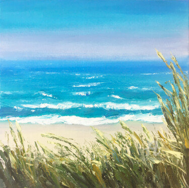 Painting titled "Seascape painting -…" by Violetta Golden, Original Artwork, Oil Mounted on Wood Stretcher frame