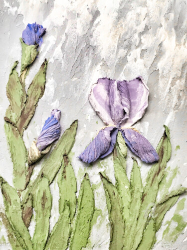Pintura intitulada "Flower painting on…" por Violetta Golden, Obras de arte originais, Acrílico Montado em Painel de madeira