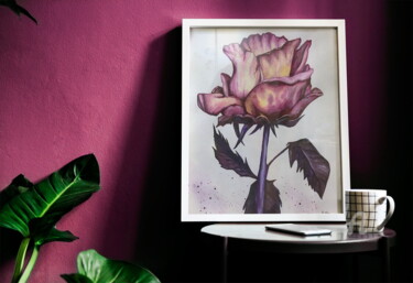 Painting titled "Rose watercolor pai…" by Violetta Golden, Original Artwork, Watercolor