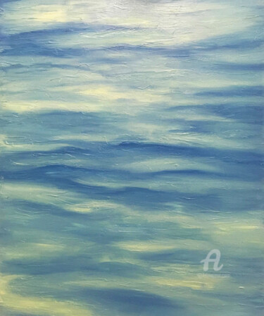 Painting titled "California seascape…" by Violetta Golden, Original Artwork, Oil Mounted on Wood Stretcher frame