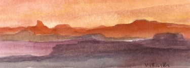 Dibujo titulada "Paysage d'Amérique…" por Violette Barth Spiecker, Obra de arte original, Acuarela Montado en Cartulina
