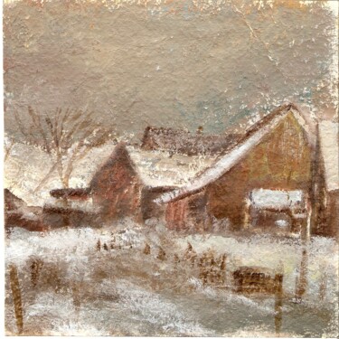 Pittura intitolato "Maisons en hiver (7)" da Violette Barth Spiecker, Opera d'arte originale, Acrilico Montato su Telaio per…