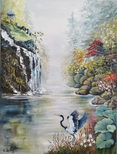 Peinture intitulée "Souvenir d'Asie" par Violette Le Gallou, Œuvre d'art originale, Huile Monté sur Châssis en bois