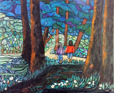 Peinture intitulée ""A l'orée du bois"…" par Viva, Œuvre d'art originale, Huile