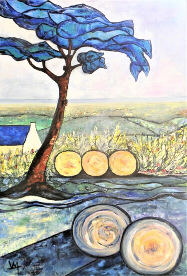 Peinture intitulée ""Après la moisson 1"" par Viva, Œuvre d'art originale, Huile