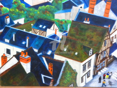 Peinture intitulée "les-toits-d-amboise…" par Viva, Œuvre d'art originale, Huile