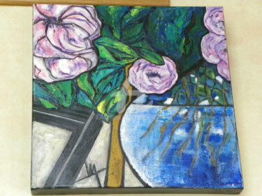 Peinture intitulée "fleurs-a-l-atelier.…" par Viva, Œuvre d'art originale, Huile