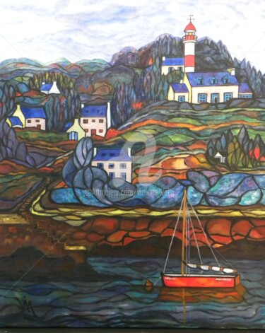 Painting titled ""port-de-doelan"" by Viva, Original Artwork, Oil