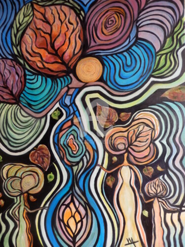 Картина под названием ""l-arbre-de-vie"  O…" - Viva, Подлинное произведение искусства, Масло