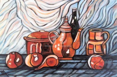 Painting titled ""Vieux pots"" by Viva, Original Artwork, Oil