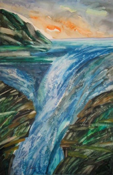 Painting titled "Great cascade" by Viorela, Original Artwork