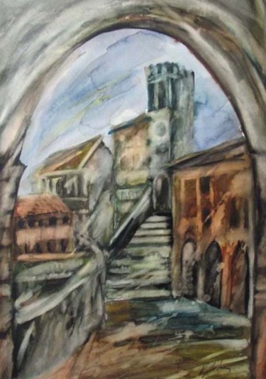 Painting titled "Cortona, Italy" by Viorela, Original Artwork