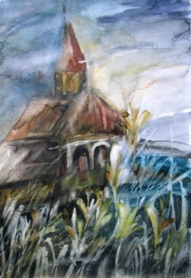 Painting titled "little church" by Viorela, Original Artwork