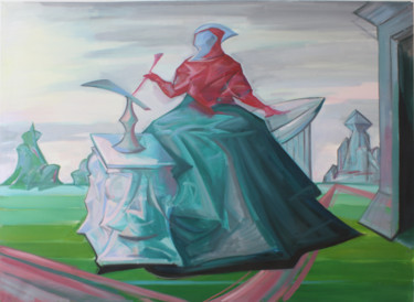 Картина под названием "waiting in the vall…" - Aleksey Karpik, Подлинное произведение искусства, Масло Установлен на Деревян…