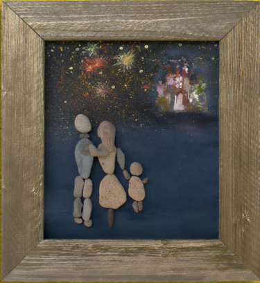 Stone art. Fireworks. Wall decoration. Painting titled "Stone art. Firework…" by Ludmila Ivanova, Original Art, Mosaic