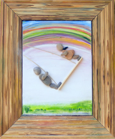 Картина под названием "Swing. Pebble art.…" - Ludmila Ivanova, Подлинное произведение искусства, Камень