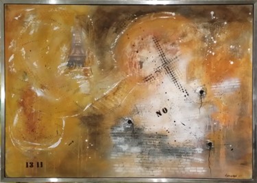 Painting titled "Paris 13 Novembre" by Virginie Dahuron, Original Artwork, Acrylic