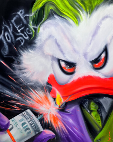 Peinture intitulée "Scrooge McDuck Joker" par Viqa Badion, Œuvre d'art originale, Huile