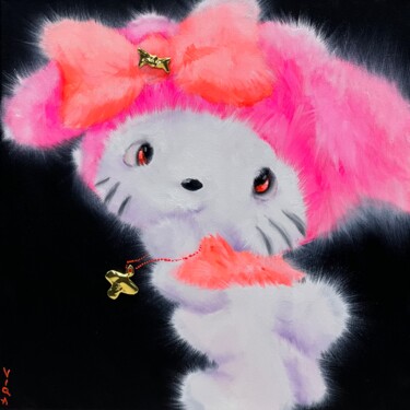 Painting titled "Hello Kitty Baby" by Viqa Badion, Original Artwork, Oil