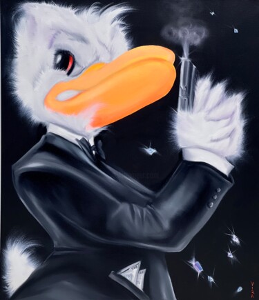 Drawing titled "Donald Duck 007" by Viqa Badion, Original Artwork, Oil