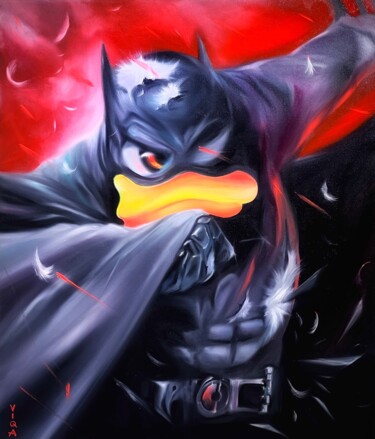 Peinture intitulée "Batman Duck" par Viqa Badion, Œuvre d'art originale, Laque