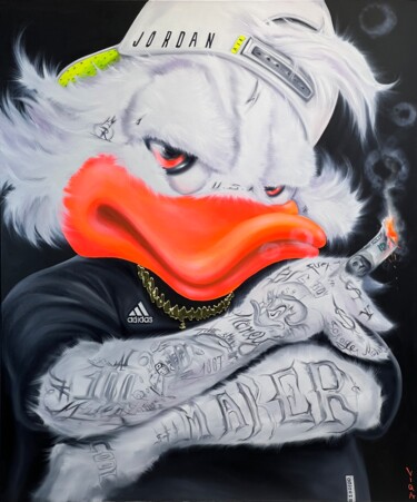 Painting titled "Scrooge McDuck Rapp…" by Viqa Badion, Original Artwork, Oil