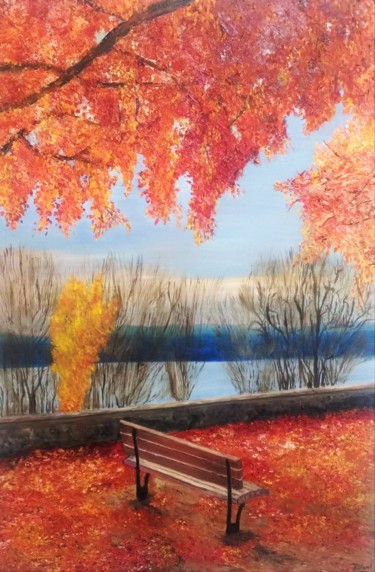 Peinture intitulée "OTOÑO ROJO" par Virberri, Œuvre d'art originale, Huile