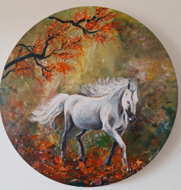 Painting titled "caballo en otoño" by Virberri, Original Artwork, Acrylic