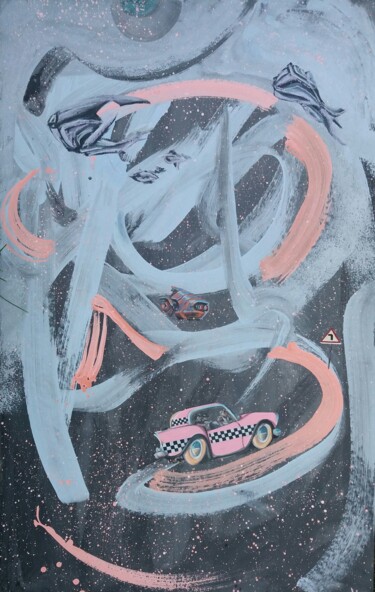 Malarstwo zatytułowany „Space race” autorstwa Vira Chernetska, Oryginalna praca, Akryl