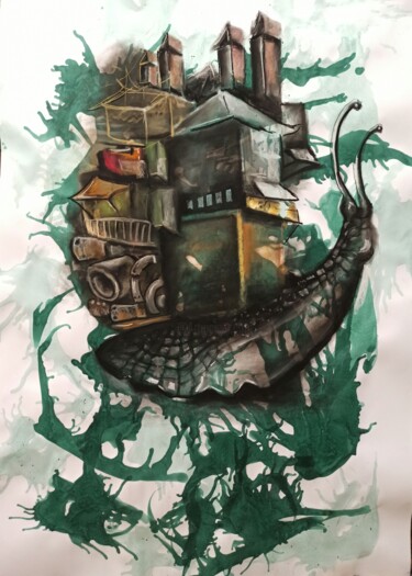 Картина под названием "Abstract#13#snail" - Vira Chernetska, Подлинное произведение искусства, Пастель