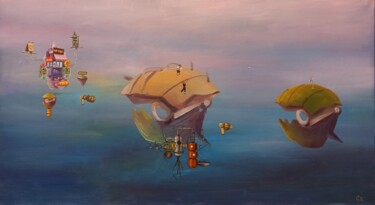 绘画 标题为“Flying ships#8 golf…” 由Vira Chernetska, 原创艺术品, 油
