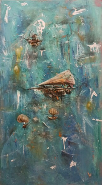 Pintura titulada "Flying ships" por Vira Chernetska, Obra de arte original, Acrílico