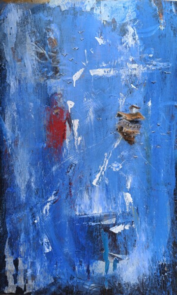 Pittura intitolato "flying house Collage" da Vira Chernetska, Opera d'arte originale, Acrilico