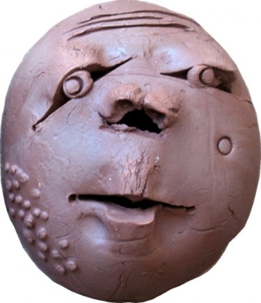 Sculpture titled "mask073" by Virendra Patel, Original Artwork, Terra cotta