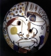 Sculpture titled "painted mask066" by Virendra Patel, Original Artwork, Terra cotta