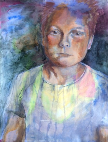 Painting titled "Portrait Joshua" by Virginie De Barbeyrac, Original Artwork, Acrylic