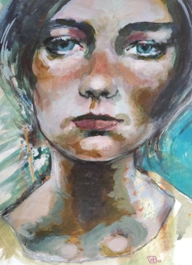 Peinture intitulée "Elly" par Virginie De Barbeyrac, Œuvre d'art originale, Acrylique