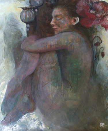 Coquelicot Peinture intitulée "Coquelicot" par Virginie De Barbeyrac, Œuvre d'art originale, Acrylique