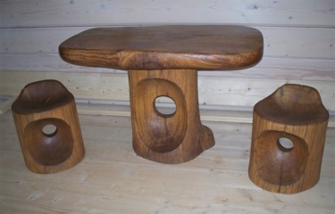 Sculpture titled "Table small" by Virgilijus Vaiciunas, Original Artwork, Wood