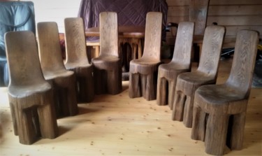 Sculpture titled "Chairs" by Virgilijus Vaiciunas, Original Artwork, Wood