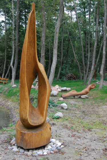 Escultura intitulada "Sail" por Virgilijus Vaiciunas, Obras de arte originais, Madeira