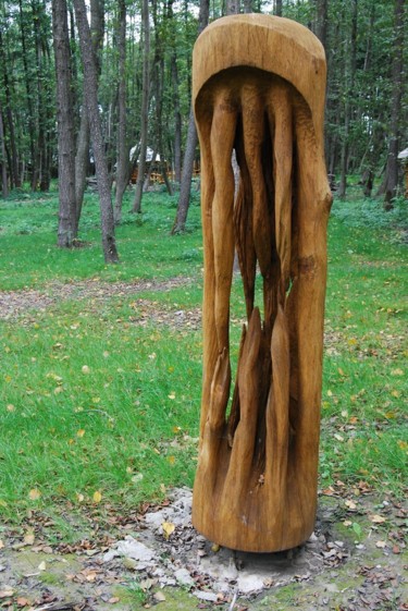 Escultura titulada "Stalactites" por Virgilijus Vaiciunas, Obra de arte original, Madera