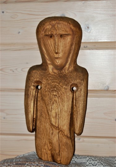 Sculpture titled "Amulet 1" by Virgilijus Vaiciunas, Original Artwork, Wood