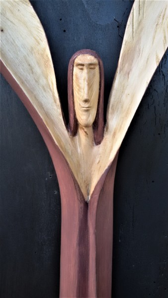 Sculpture titled "Angel 1" by Virgilijus Vaiciunas, Original Artwork, Wood Mounted on Wood Panel