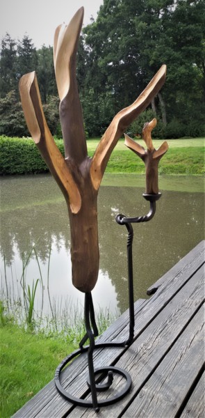 Skulptur mit dem Titel "Bird 5" von Virgilijus Vaiciunas, Original-Kunstwerk, Holz