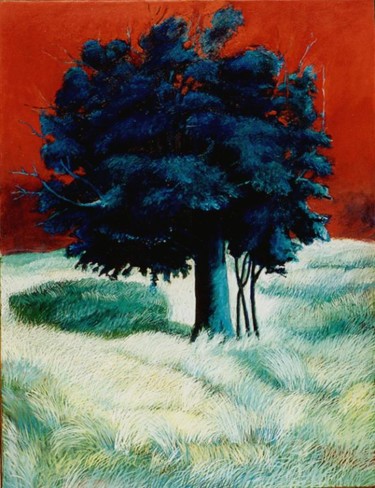 Peinture intitulée "Arbre bleu" par Virgilio Jatosti, Œuvre d'art originale