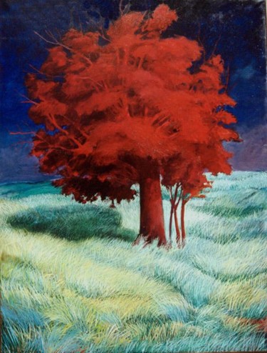 Painting titled "Arbre rouge" by Virgilio Jatosti, Original Artwork